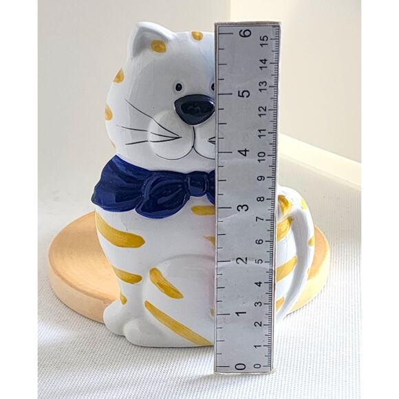 PAPER TOWEL HOLDER/DISPENSER-ALCO-Countertop-White Cat-Yellow Stripes-Ceramic - Picture 8 of 10
